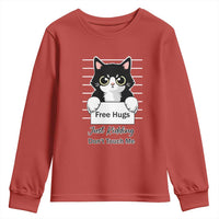 Funny Black Cat Quote Youth Sweatshirt Free Hugs Just Kidding Do Not Touch Me - Wonder Print Shop