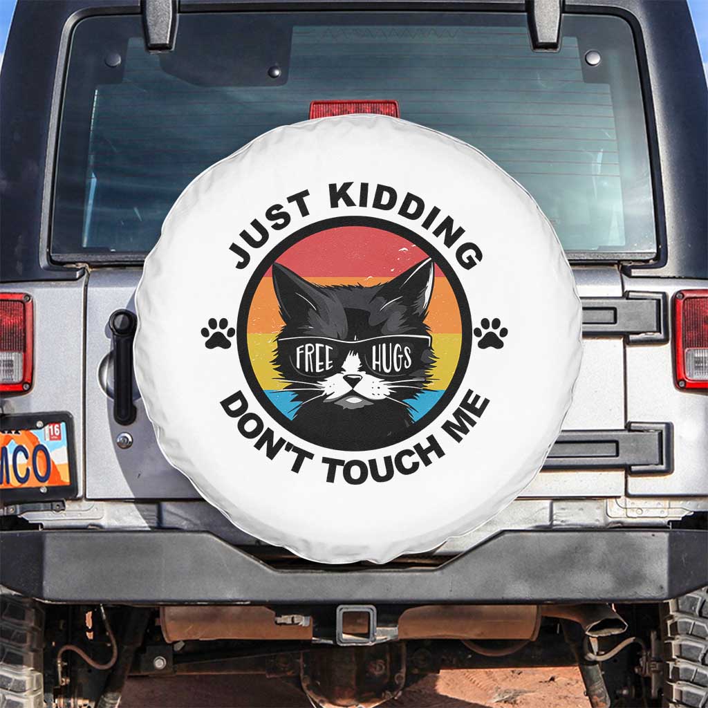 Black Cat Lovers Spare Tire Cover Free Hugs Just Kidding Do Not Touch Me Gift - Wonder Print Shop