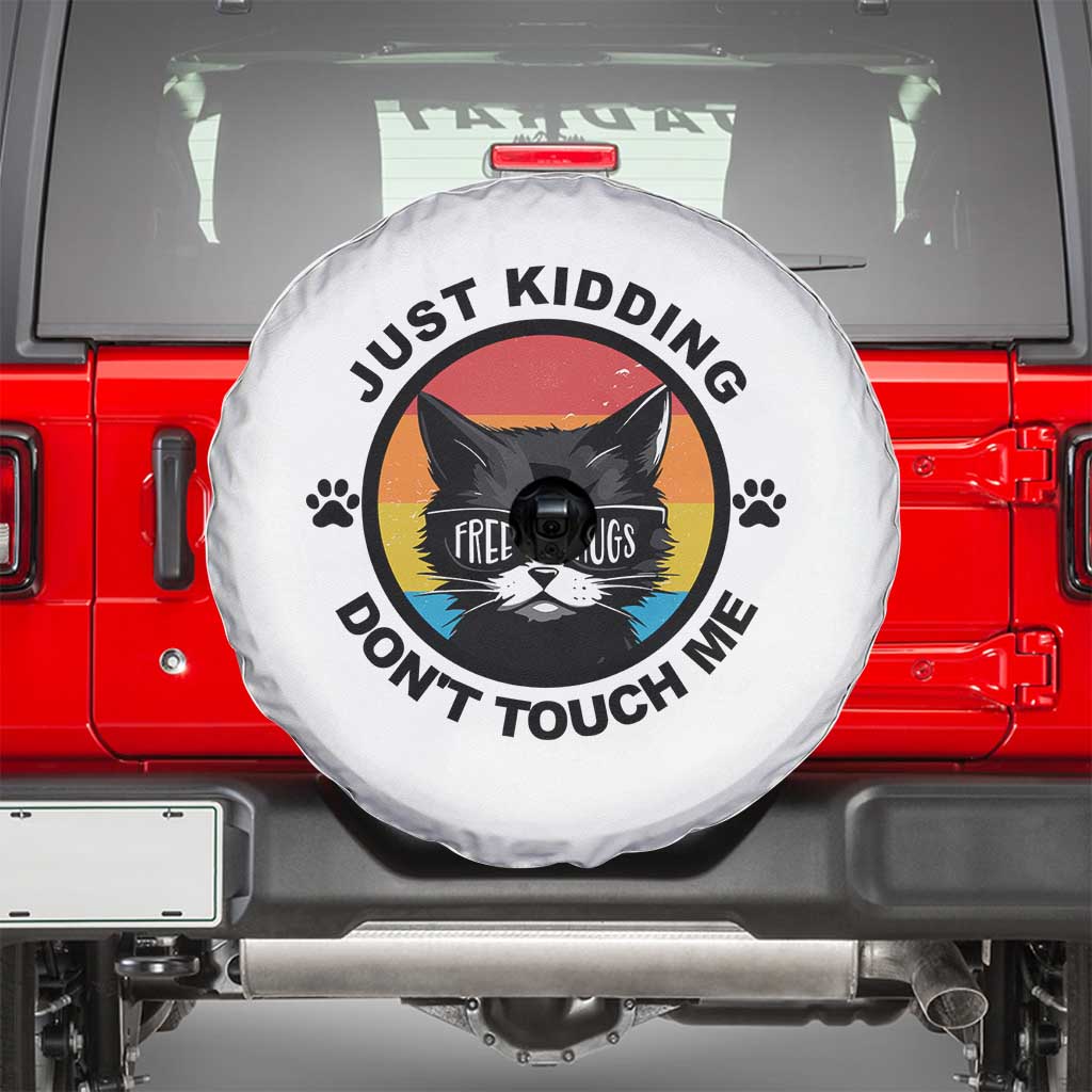Black Cat Lovers Spare Tire Cover Free Hugs Just Kidding Do Not Touch Me Gift - Wonder Print Shop