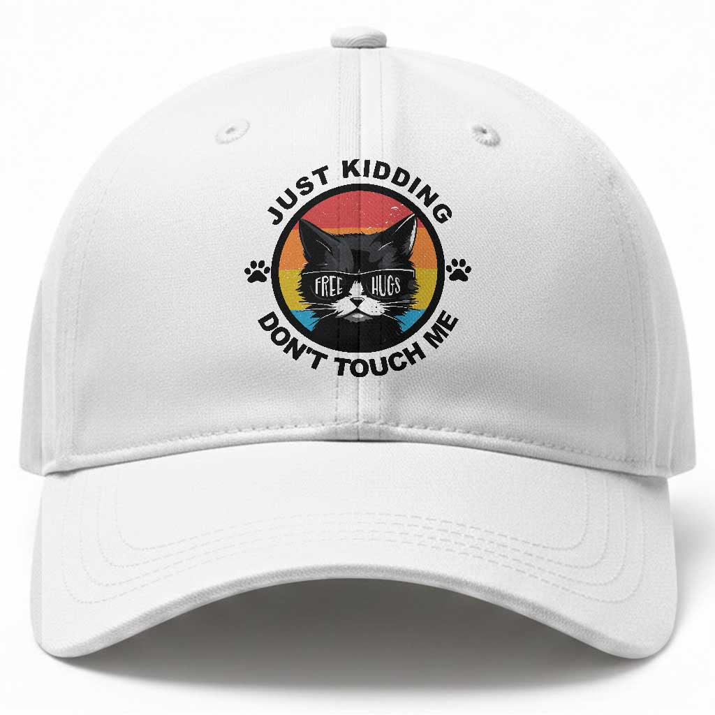 Black Cat Lovers Baseball Cap Free Hugs Just Kidding Do Not Touch Me Gift