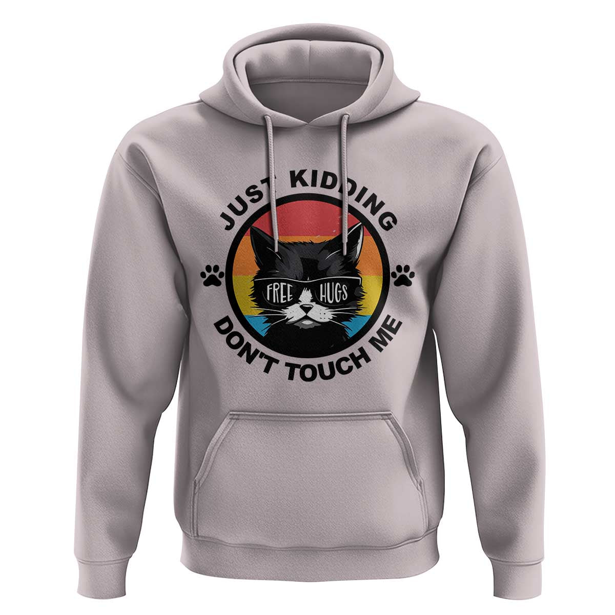 Black Cat Lovers Hoodie Free Hugs Just Kidding Do Not Touch Me Gift - Wonder Print Shop