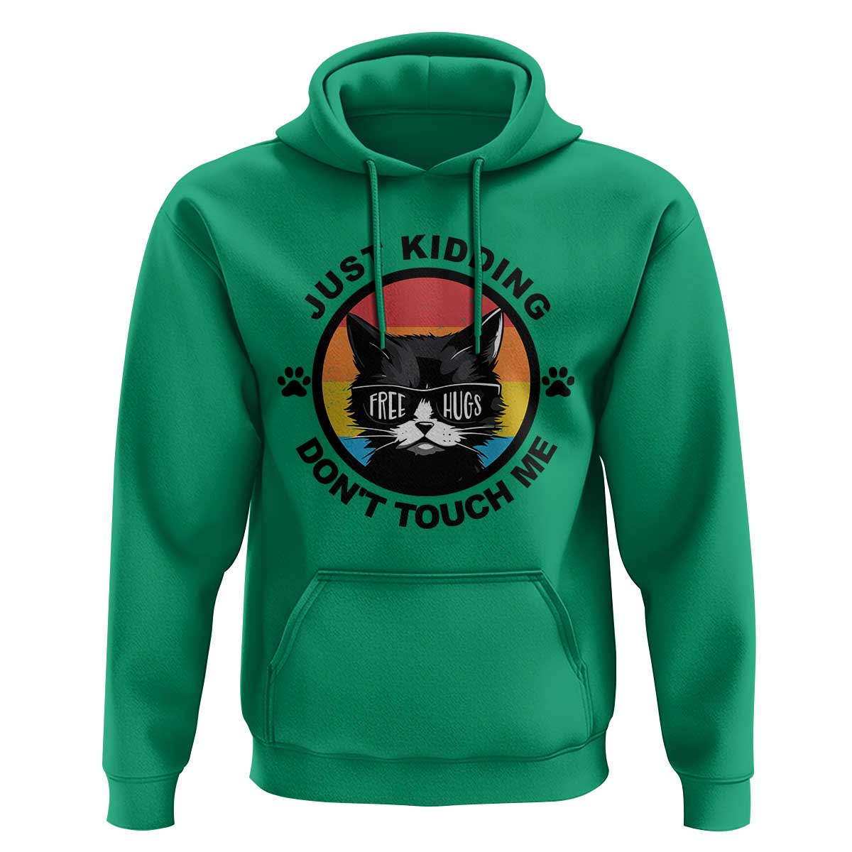 Black Cat Lovers Hoodie Free Hugs Just Kidding Do Not Touch Me Gift - Wonder Print Shop