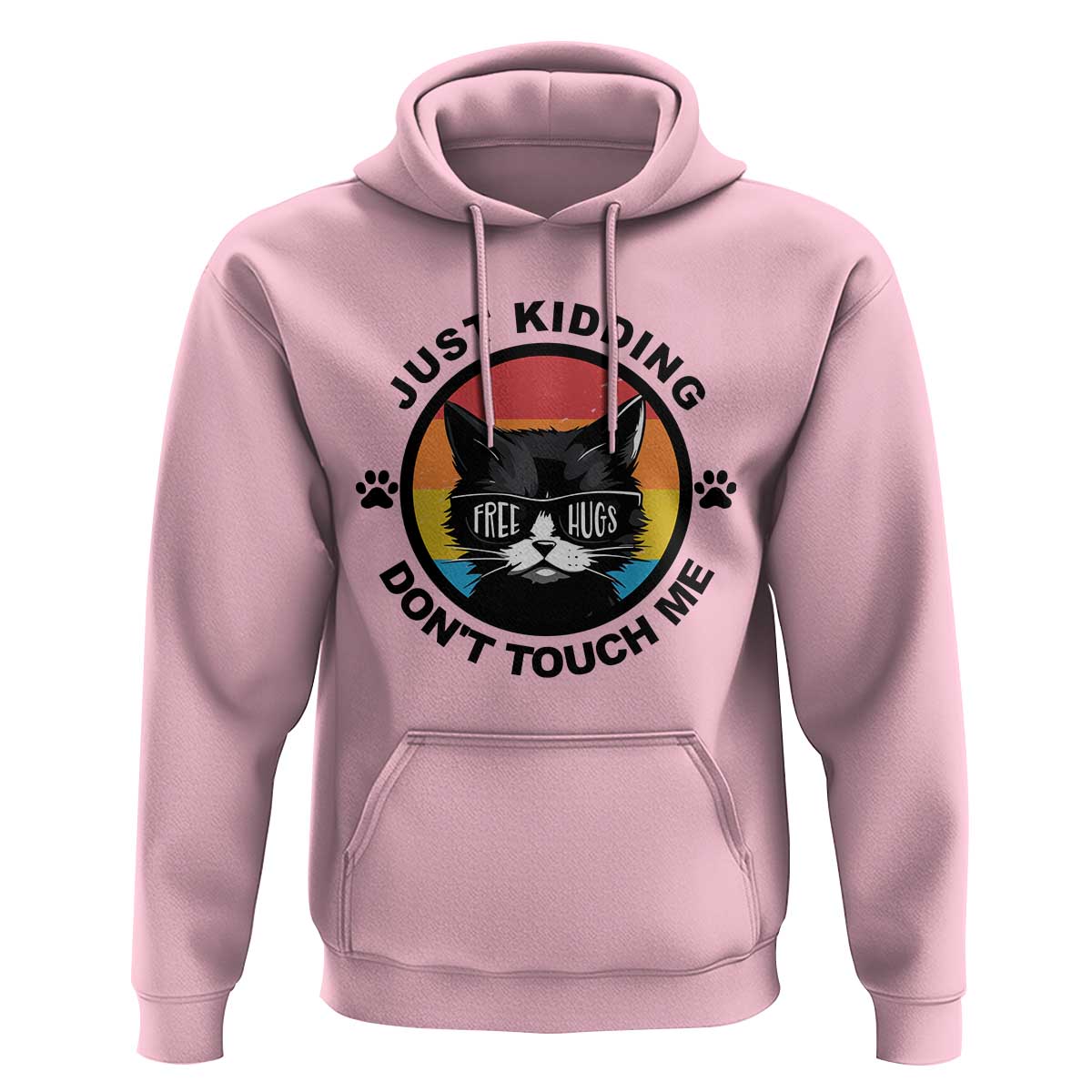 Black Cat Lovers Hoodie Free Hugs Just Kidding Do Not Touch Me Gift - Wonder Print Shop