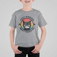 Black Cat Lovers T Shirt For Kid Free Hugs Just Kidding Do Not Touch Me Gift - Wonder Print Shop
