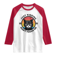 Black Cat Lovers Raglan Shirt Free Hugs Just Kidding Do Not Touch Me Gift - Wonder Print Shop