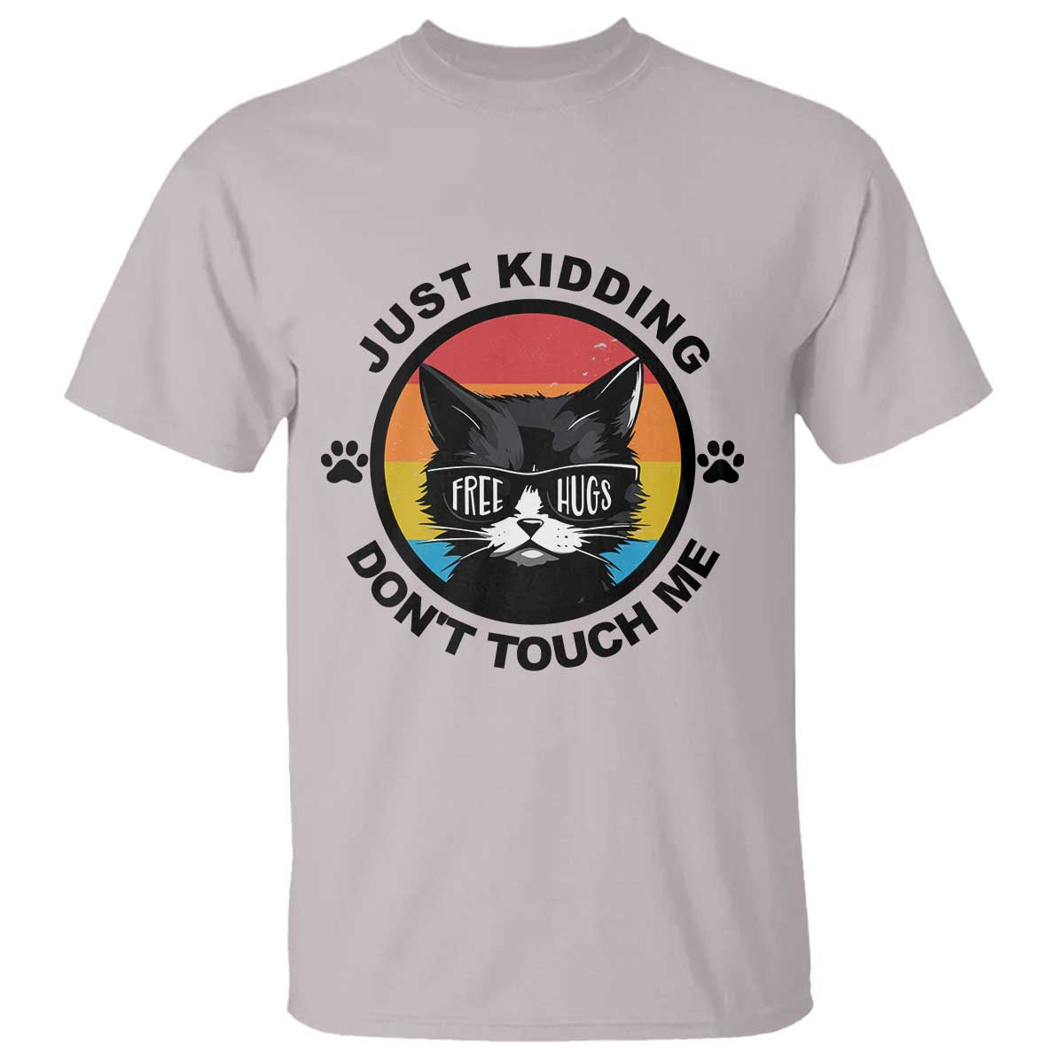 Black Cat Lovers T Shirt Free Hugs Just Kidding Do Not Touch Me Gift - Wonder Print Shop