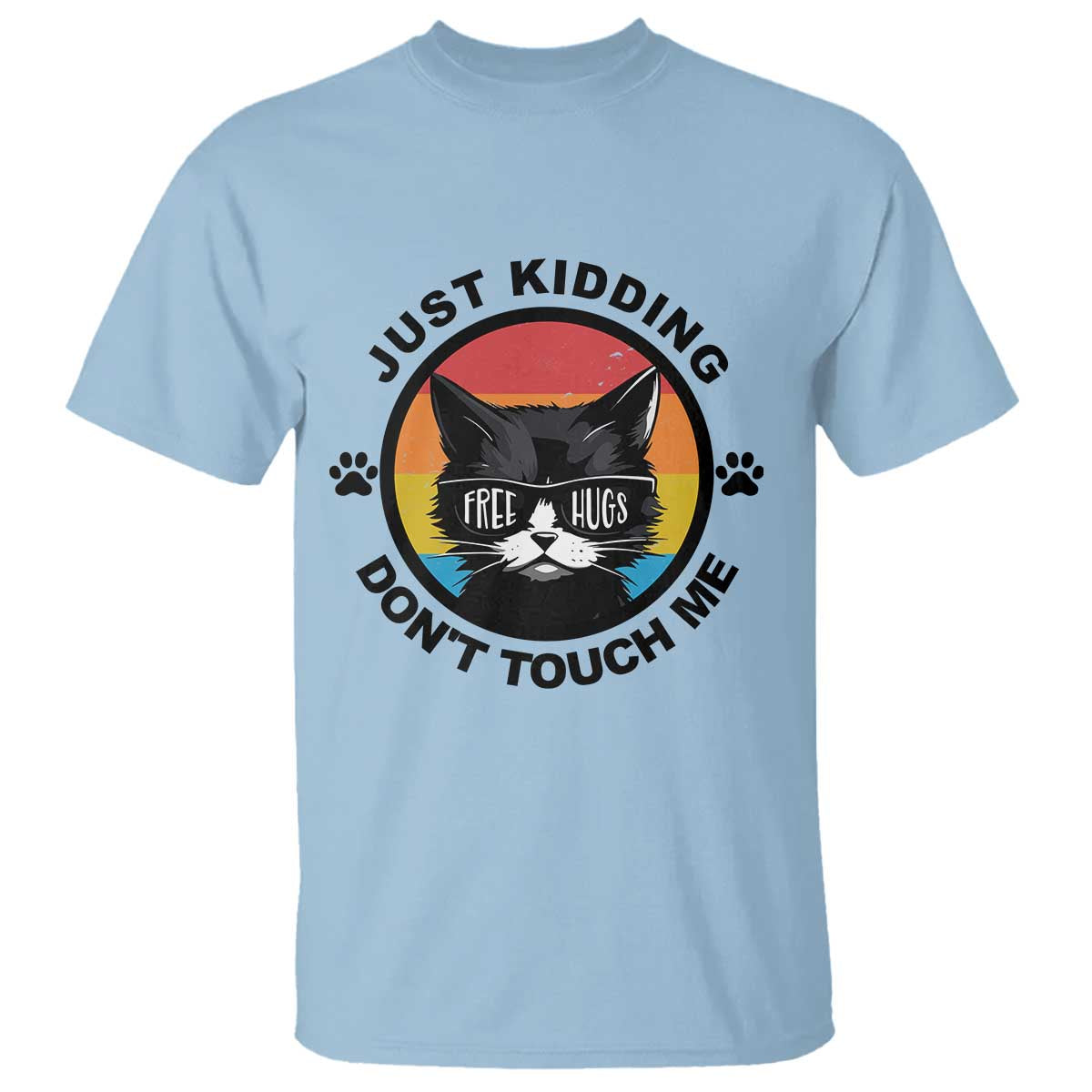 Black Cat Lovers T Shirt Free Hugs Just Kidding Do Not Touch Me Gift - Wonder Print Shop