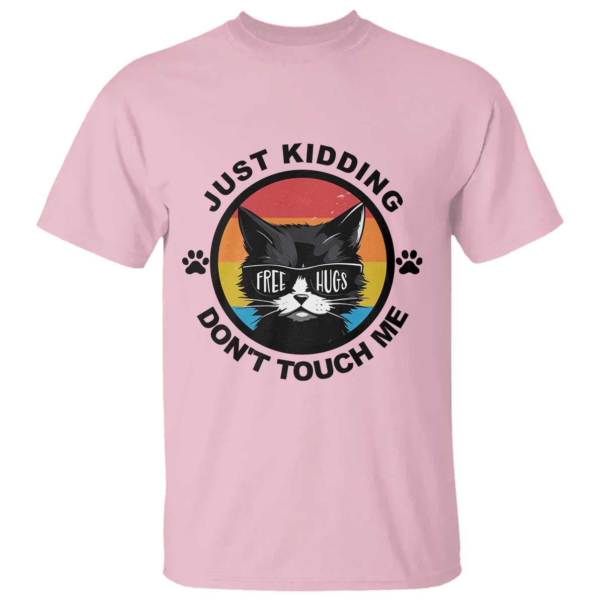 Black Cat Lovers T Shirt Free Hugs Just Kidding Do Not Touch Me Gift - Wonder Print Shop
