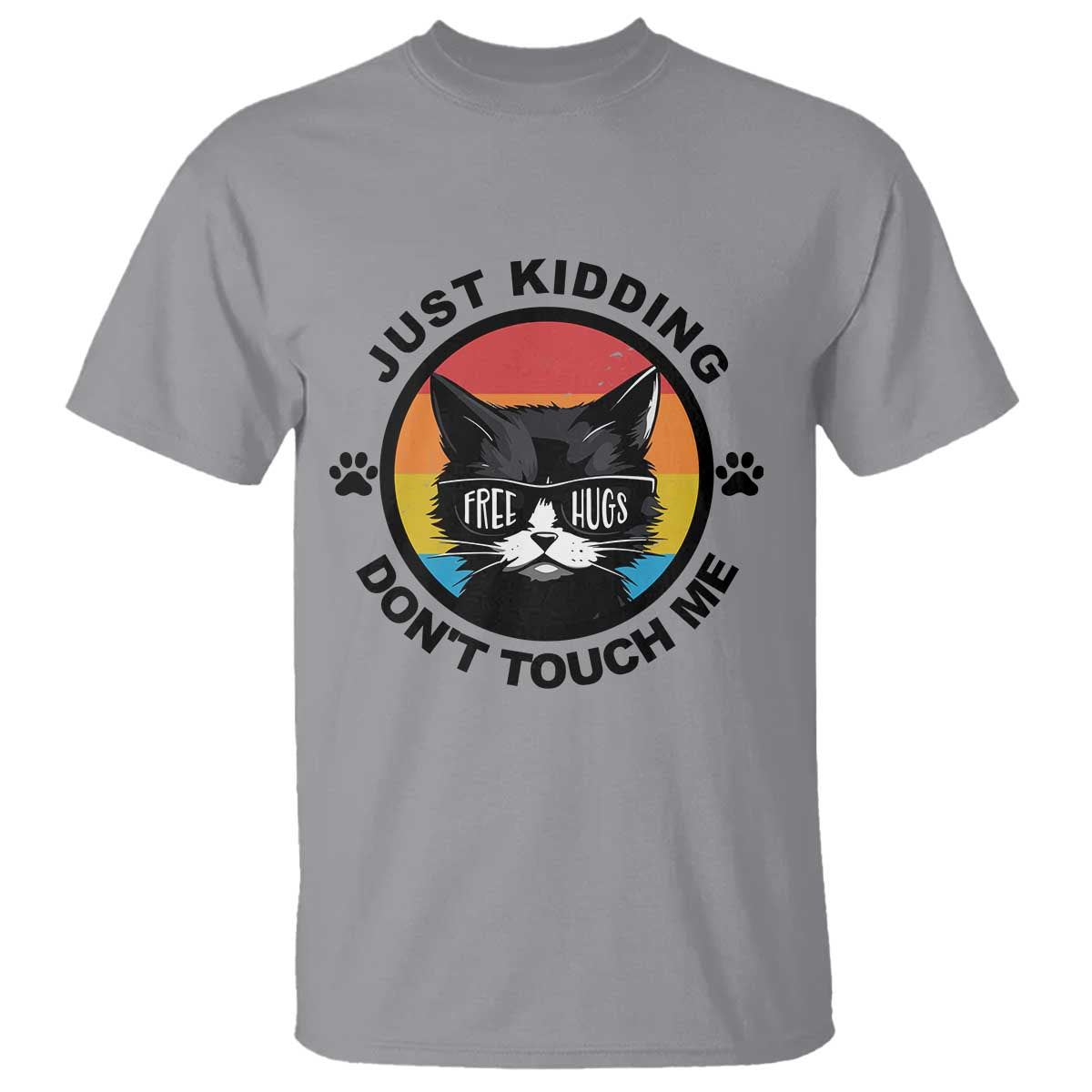 Black Cat Lovers T Shirt Free Hugs Just Kidding Do Not Touch Me Gift - Wonder Print Shop