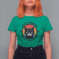 Black Cat Lovers T Shirt For Women Free Hugs Just Kidding Do Not Touch Me Gift - Wonder Print Shop