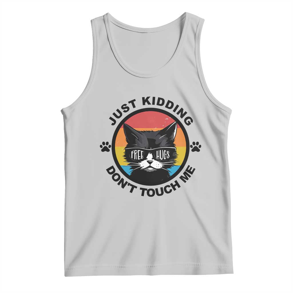 Black Cat Lovers Tank Top Free Hugs Just Kidding Do Not Touch Me Gift - Wonder Print Shop