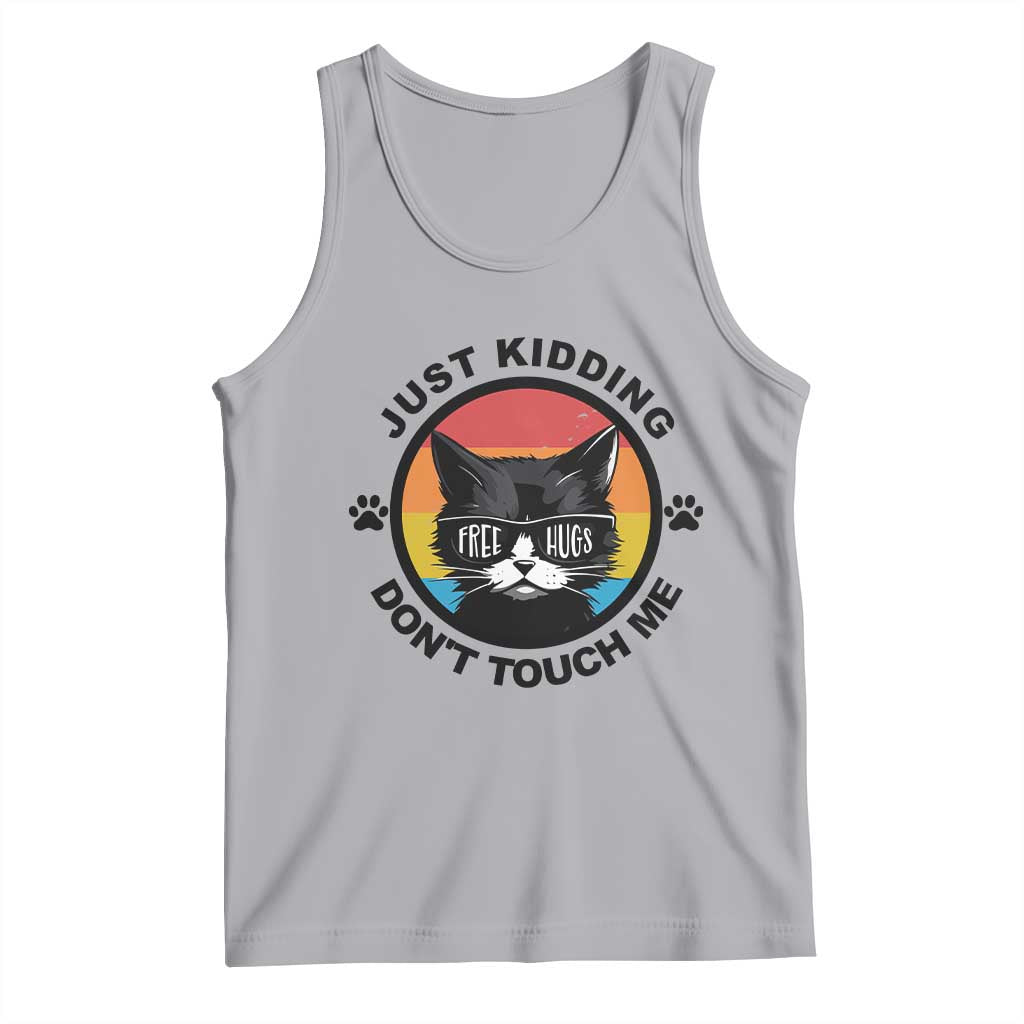 Black Cat Lovers Tank Top Free Hugs Just Kidding Do Not Touch Me Gift - Wonder Print Shop