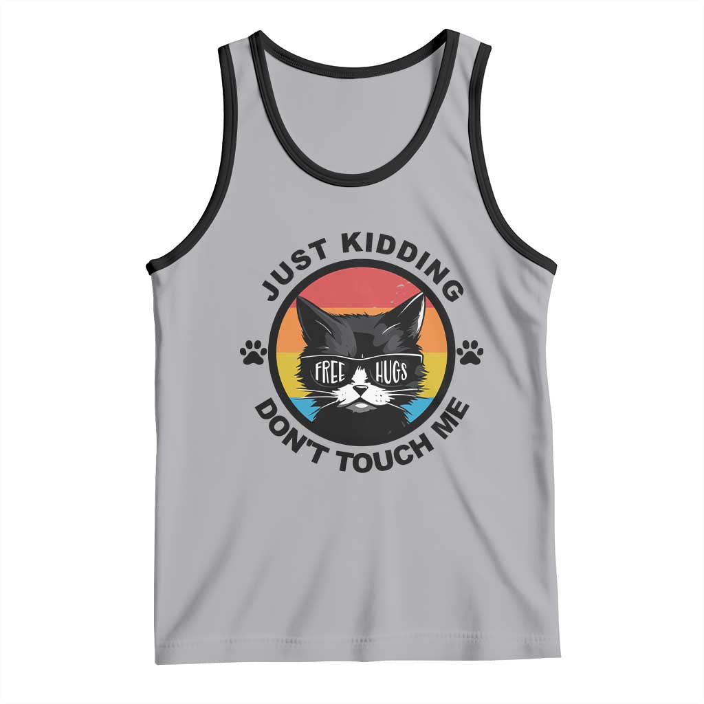 Black Cat Lovers Tank Top Free Hugs Just Kidding Do Not Touch Me Gift - Wonder Print Shop