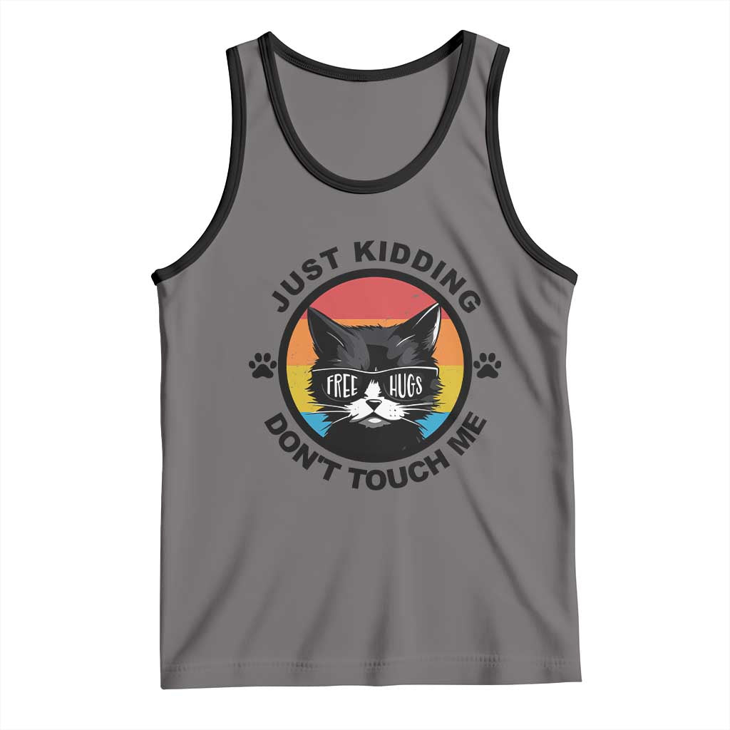 Black Cat Lovers Tank Top Free Hugs Just Kidding Do Not Touch Me Gift - Wonder Print Shop