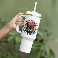 Black Cat Lovers Tumbler With Handle Free Hugs Just Kidding Do Not Touch Me Gift