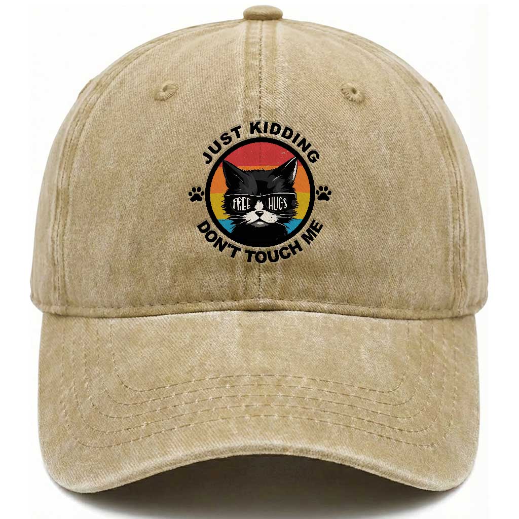 Black Cat Lovers Washed Cotton Baseball Cap Free Hugs Just Kidding Do Not Touch Me Gift