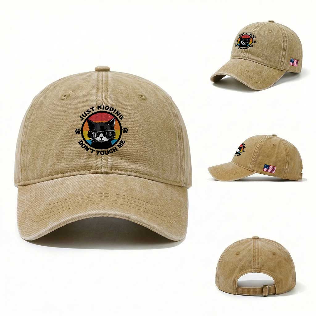 Black Cat Lovers Washed Cotton Baseball Cap Free Hugs Just Kidding Do Not Touch Me Gift