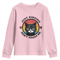 Black Cat Lovers Youth Sweatshirt Free Hugs Just Kidding Do Not Touch Me Gift - Wonder Print Shop