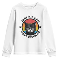 Black Cat Lovers Youth Sweatshirt Free Hugs Just Kidding Do Not Touch Me Gift - Wonder Print Shop