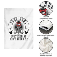 Funny Skeleton Sarcastic Gift Garden Flag Free Hugs Do Not Touch Me - Wonder Print Shop