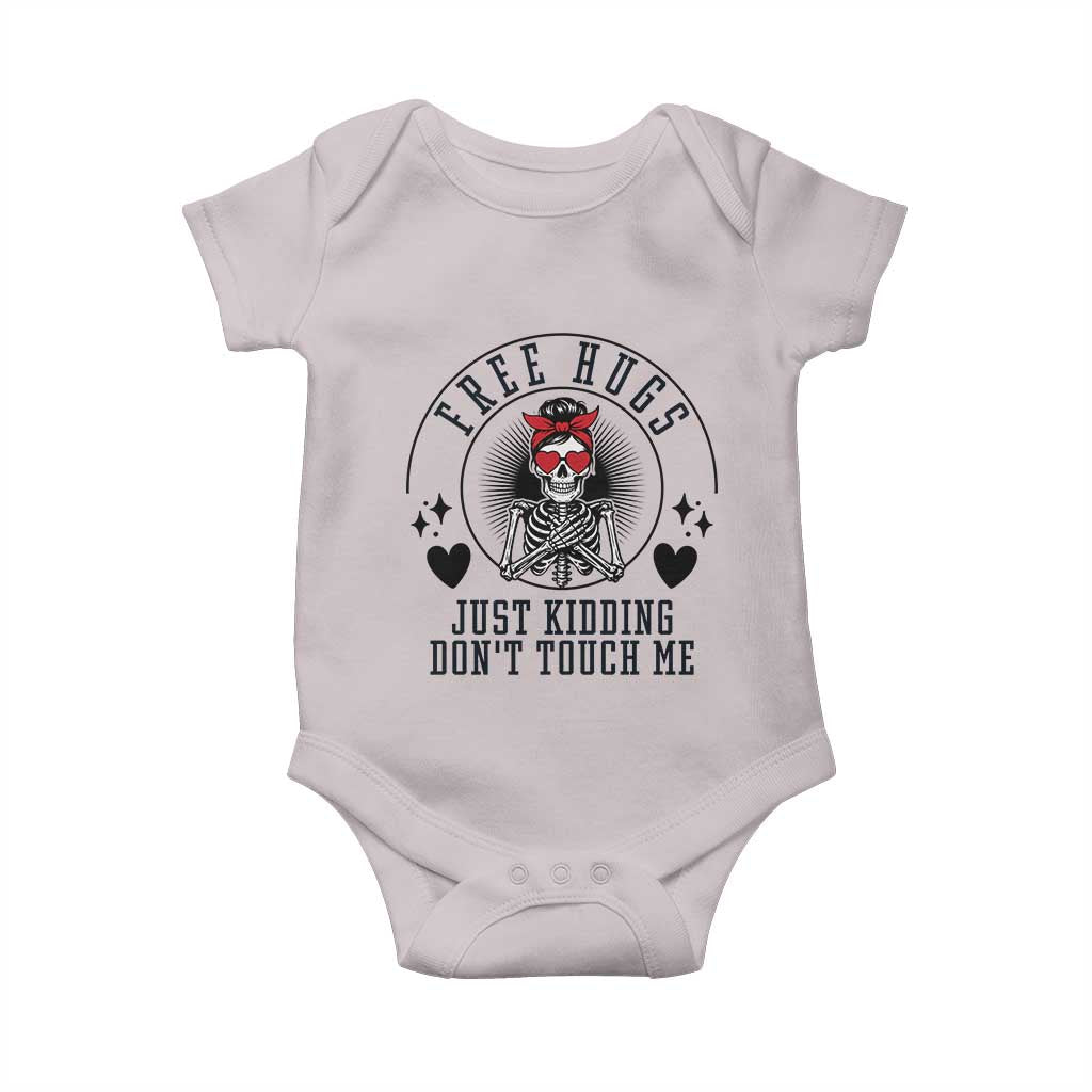 Funny Skeleton Sarcastic Gift Baby Onesie Free Hugs Do Not Touch Me - Wonder Print Shop