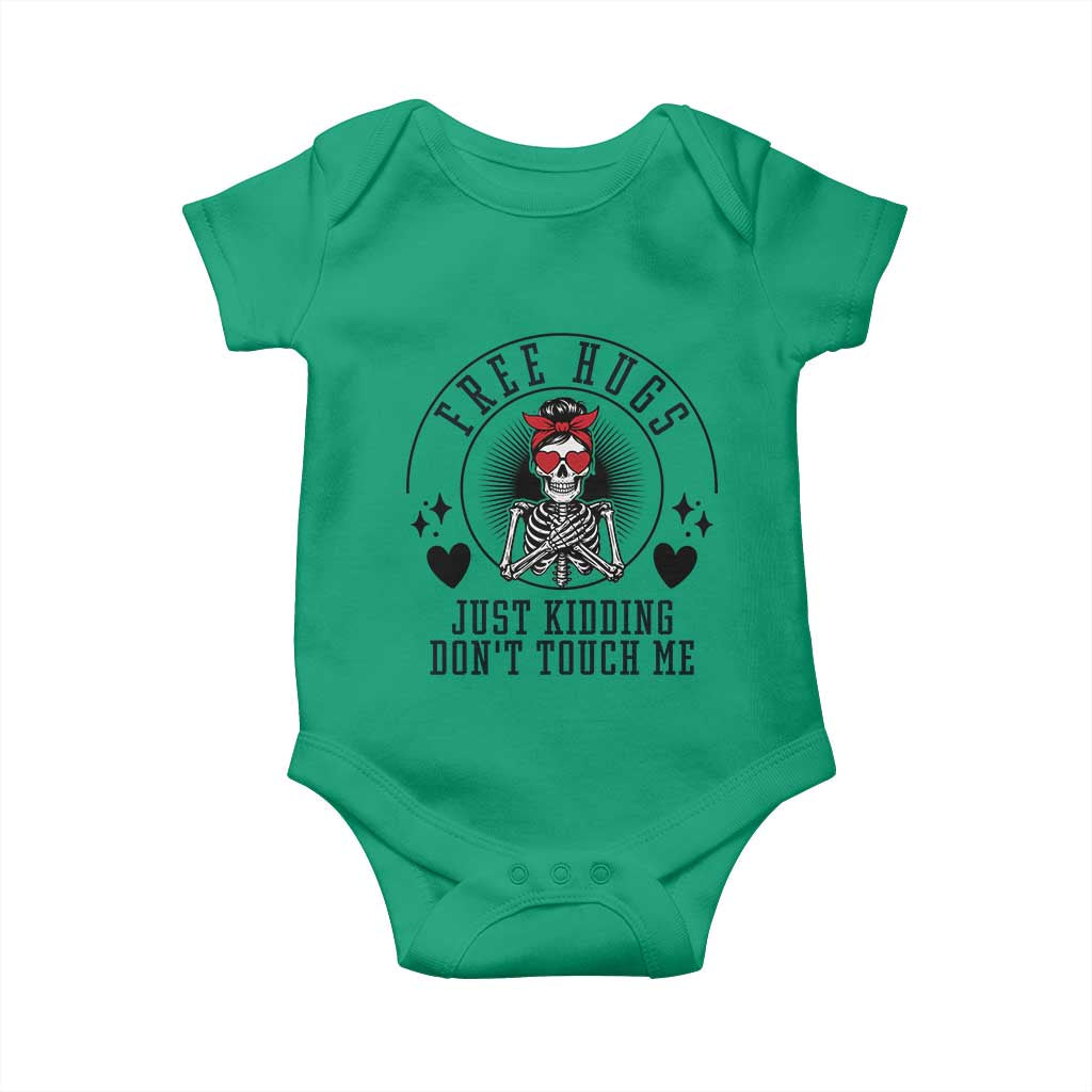 Funny Skeleton Sarcastic Gift Baby Onesie Free Hugs Do Not Touch Me - Wonder Print Shop
