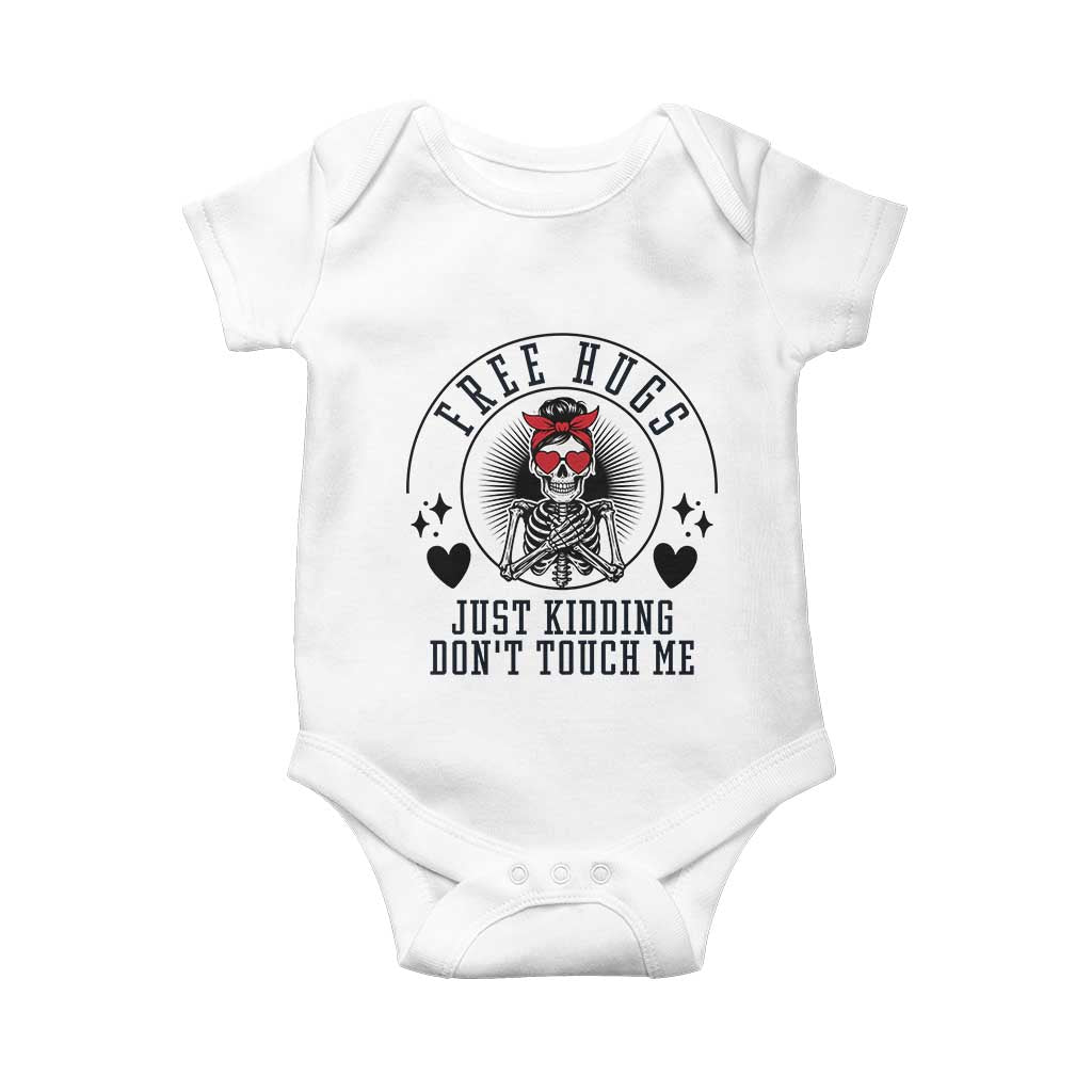 Funny Skeleton Sarcastic Gift Baby Onesie Free Hugs Do Not Touch Me - Wonder Print Shop