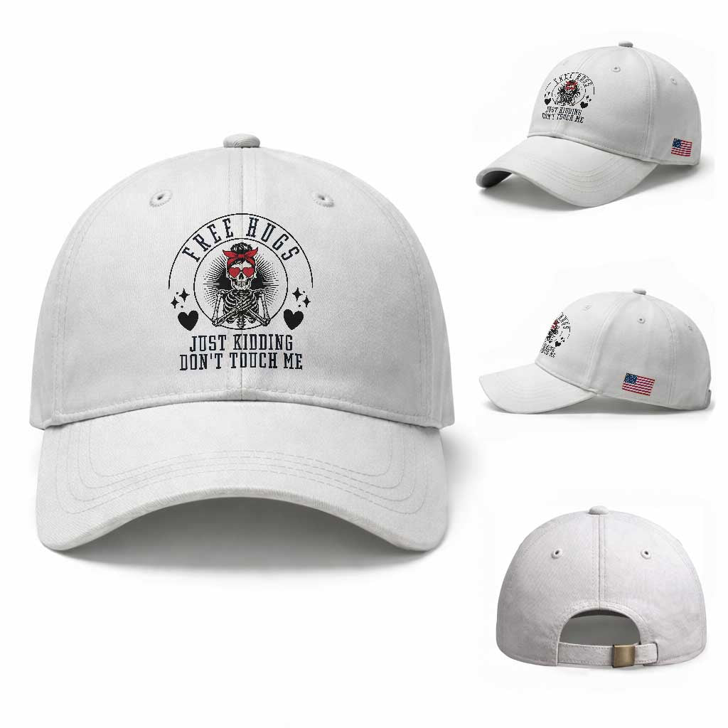Funny Skeleton Sarcastic Gift Baseball Cap Free Hugs Do Not Touch Me
