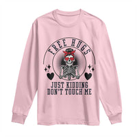 Funny Skeleton Sarcastic Gift Long Sleeve Shirt Free Hugs Do Not Touch Me - Wonder Print Shop