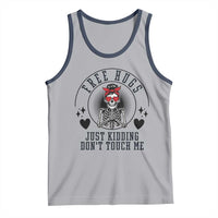 Funny Skeleton Sarcastic Gift Tank Top Free Hugs Do Not Touch Me - Wonder Print Shop
