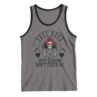 Funny Skeleton Sarcastic Gift Tank Top Free Hugs Do Not Touch Me - Wonder Print Shop