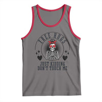 Funny Skeleton Sarcastic Gift Tank Top Free Hugs Do Not Touch Me - Wonder Print Shop