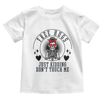 Funny Skeleton Sarcastic Gift Toddler T Shirt Free Hugs Do Not Touch Me - Wonder Print Shop