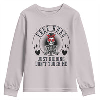 Funny Skeleton Sarcastic Gift Youth Sweatshirt Free Hugs Do Not Touch Me - Wonder Print Shop