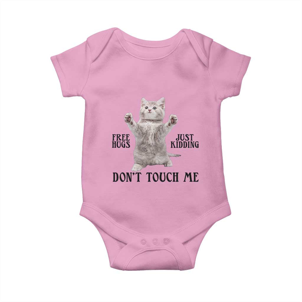 Free Hugs Do Not Touch Me Baby Onesie Funny Cat Meme - Wonder Print Shop
