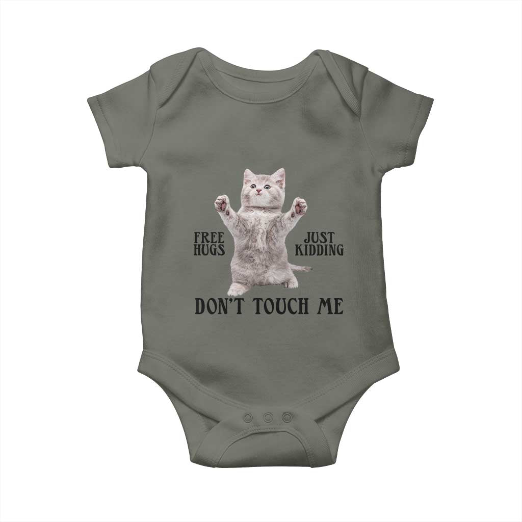 Free Hugs Do Not Touch Me Baby Onesie Funny Cat Meme - Wonder Print Shop