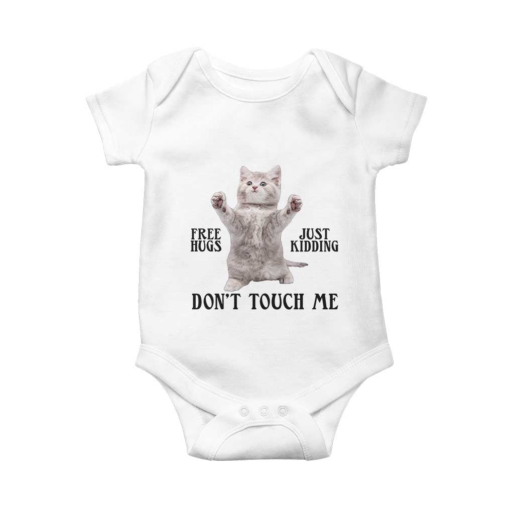 Free Hugs Do Not Touch Me Baby Onesie Funny Cat Meme - Wonder Print Shop