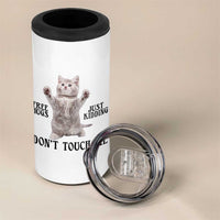 Free Hugs Do Not Touch Me 4 in 1 Can Cooler Tumbler Funny Cat Meme
