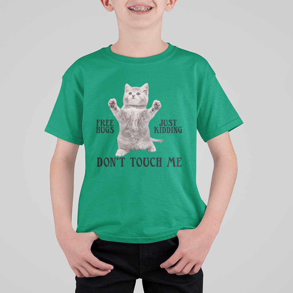 Free Hugs Do Not Touch Me T Shirt For Kid Funny Cat Meme - Wonder Print Shop
