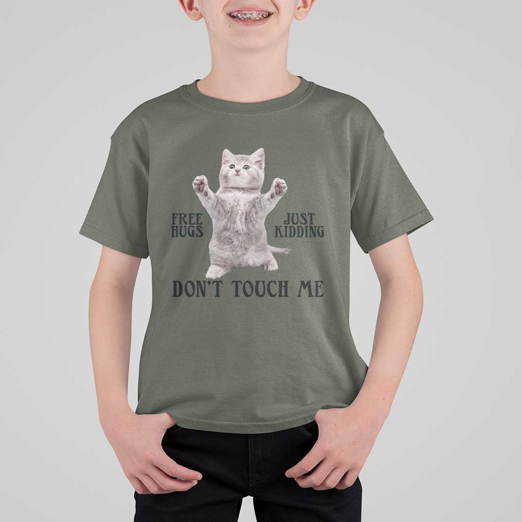 Free Hugs Do Not Touch Me T Shirt For Kid Funny Cat Meme - Wonder Print Shop