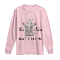 Free Hugs Do Not Touch Me Long Sleeve Shirt Funny Cat Meme - Wonder Print Shop