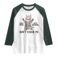 Free Hugs Do Not Touch Me Raglan Shirt Funny Cat Meme - Wonder Print Shop