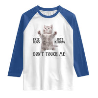 Free Hugs Do Not Touch Me Raglan Shirt Funny Cat Meme - Wonder Print Shop