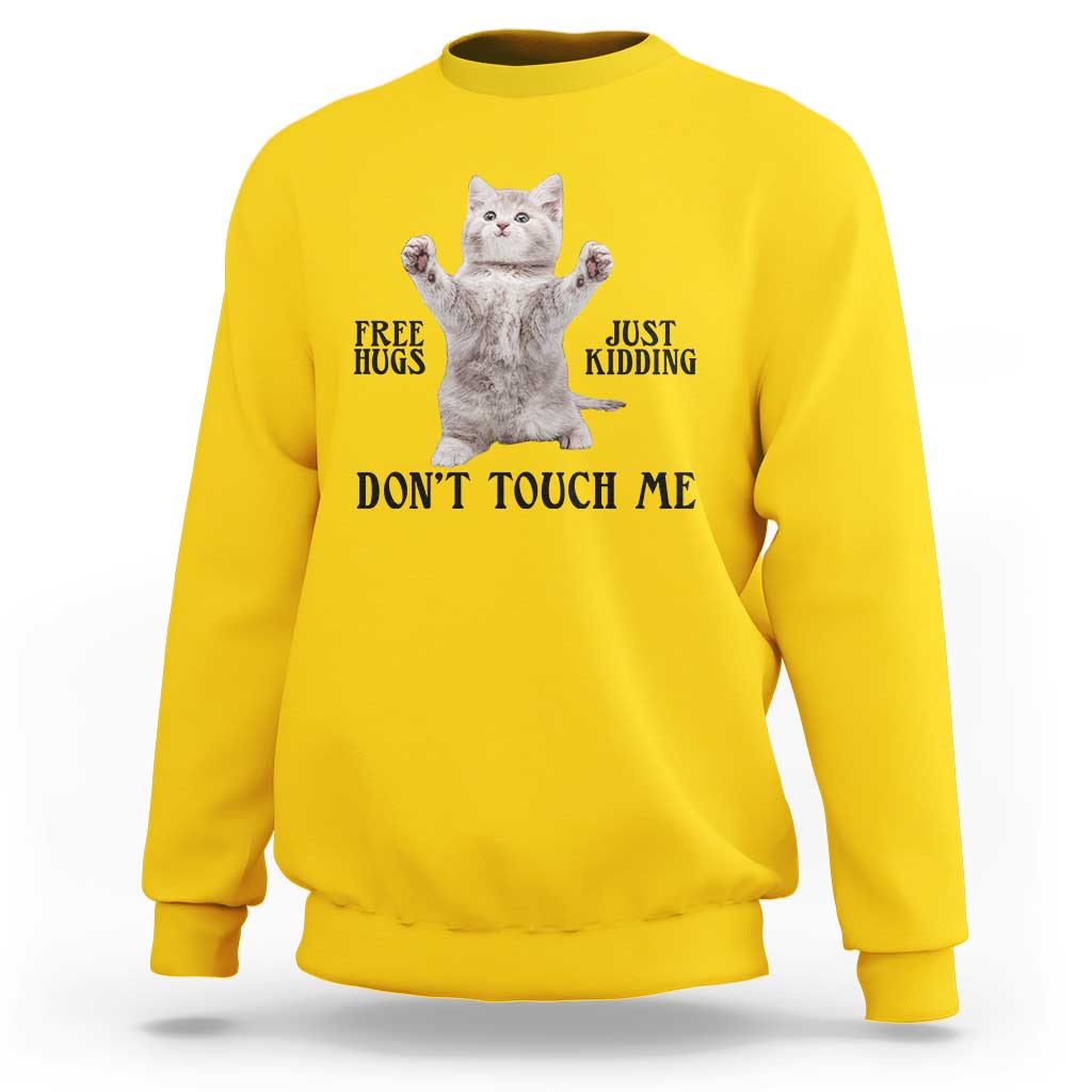 Free Hugs Do Not Touch Me Sweatshirt Funny Cat Meme - Wonder Print Shop