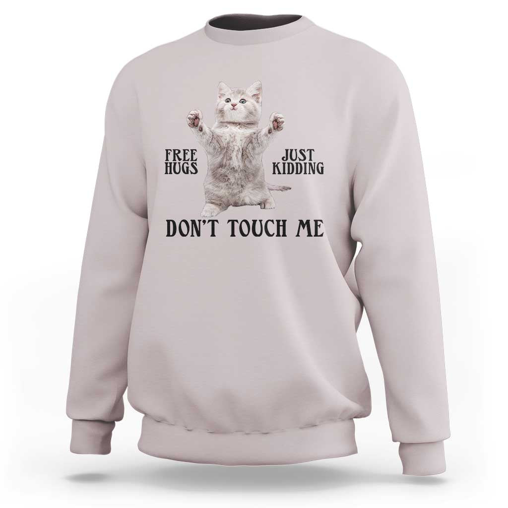 Free Hugs Do Not Touch Me Sweatshirt Funny Cat Meme - Wonder Print Shop