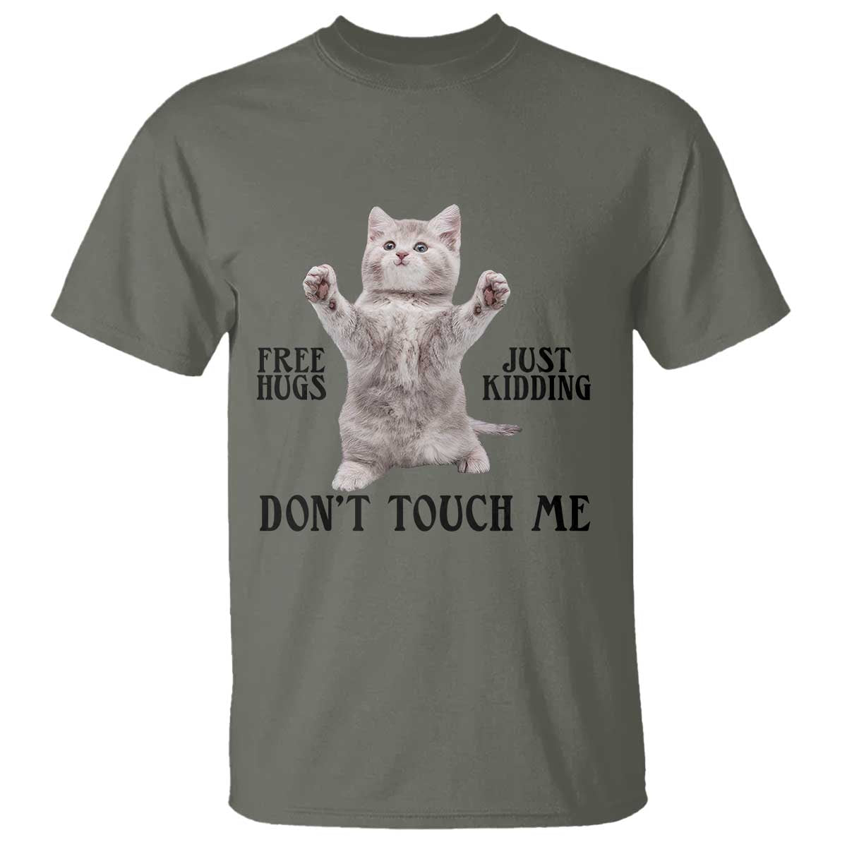 Free Hugs Do Not Touch Me T Shirt Funny Cat Meme - Wonder Print Shop