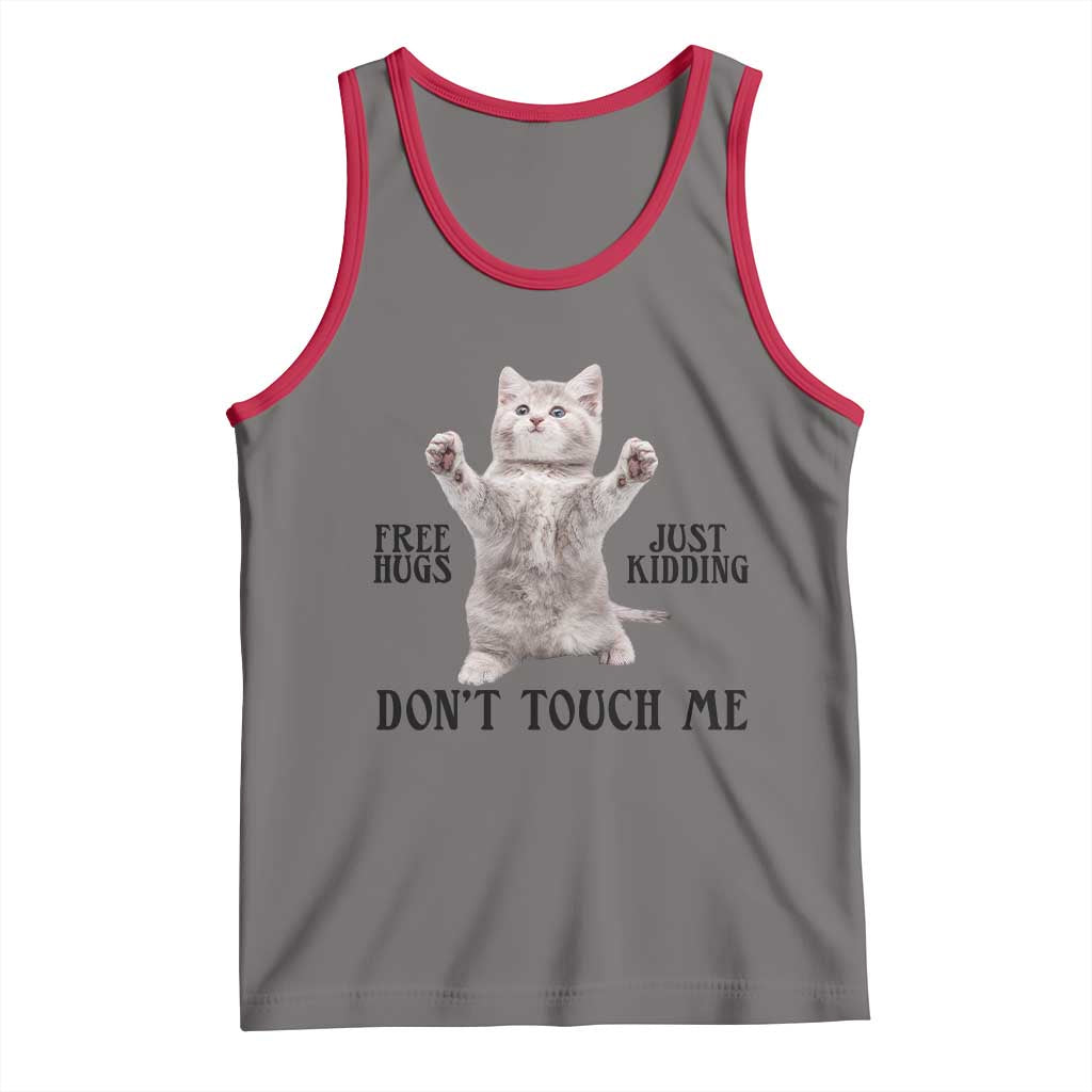 Free Hugs Do Not Touch Me Tank Top Funny Cat Meme - Wonder Print Shop
