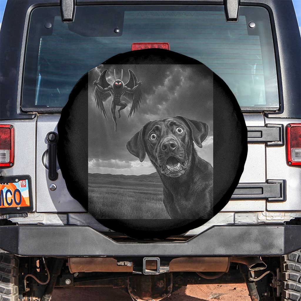 Funny Labrador Selfie With Mothman Spare Tire Cover Cryptid Gift - Wonder Print Shop