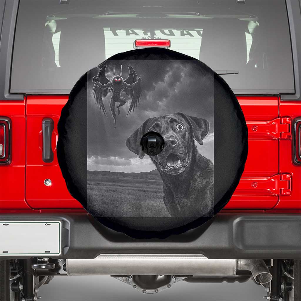 Funny Labrador Selfie With Mothman Spare Tire Cover Cryptid Gift - Wonder Print Shop