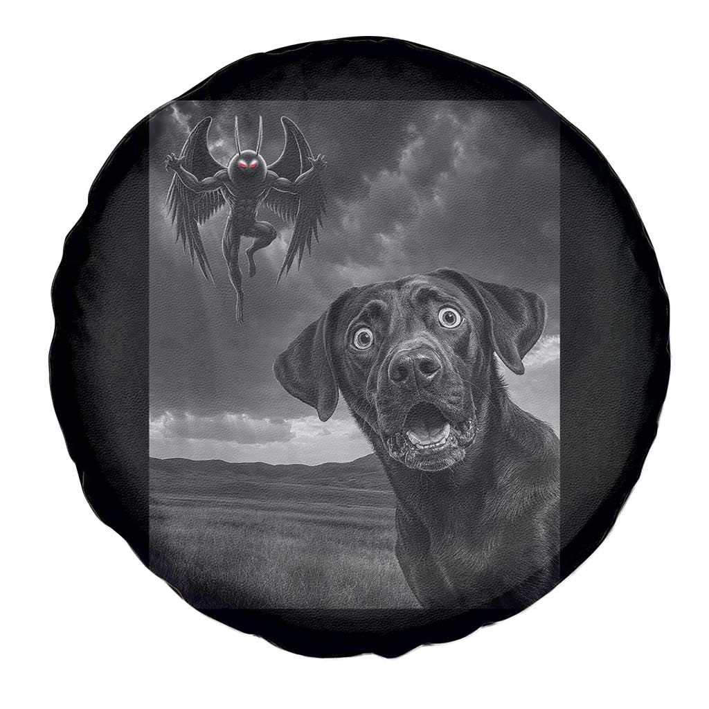 Funny Labrador Selfie With Mothman Spare Tire Cover Cryptid Gift - Wonder Print Shop